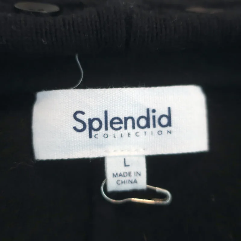 Splendid Oslo Belted Coat Black Wool-Blend Size Large Knit-Trim Jacket
