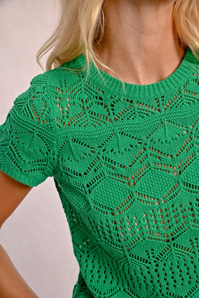 S/S Textured Sweater - Green