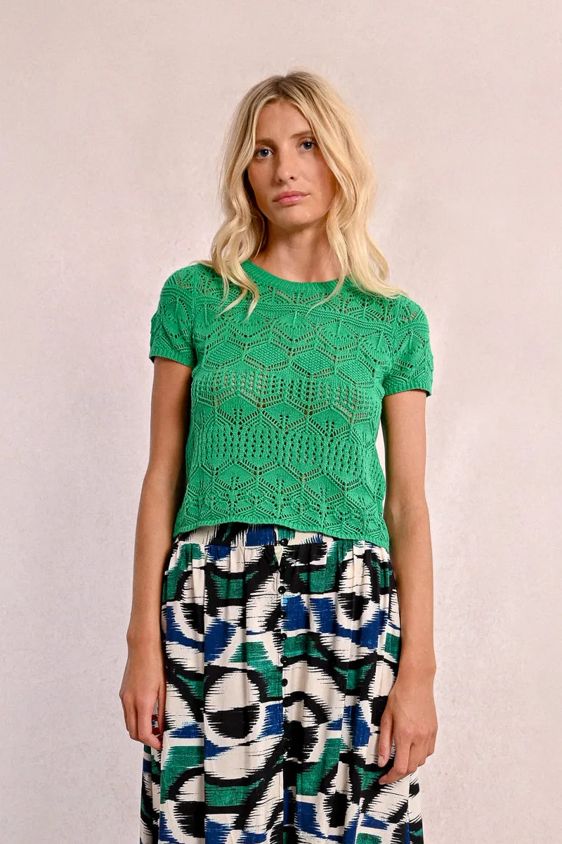 S/S Textured Sweater - Green