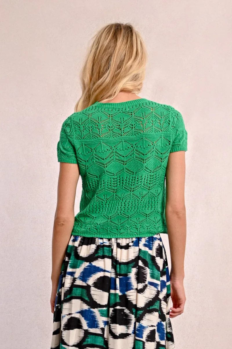 S/S Textured Sweater - Green