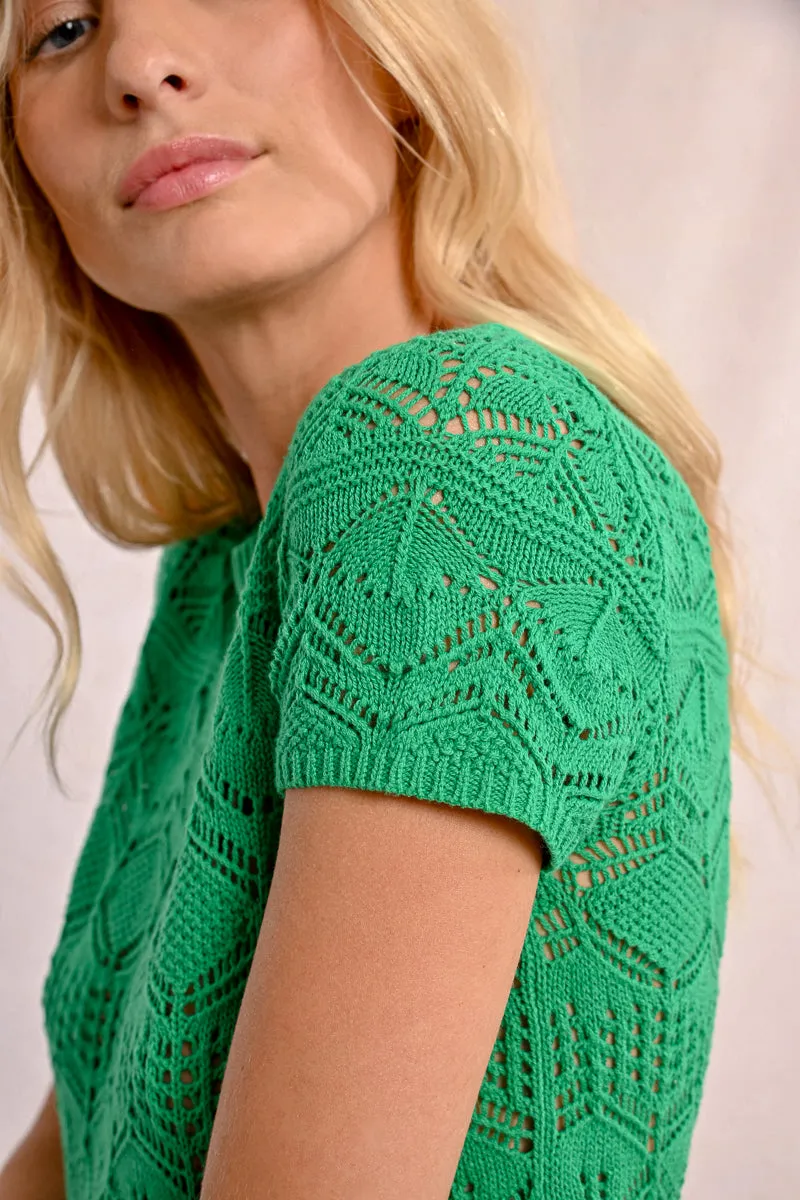 S/S Textured Sweater - Green