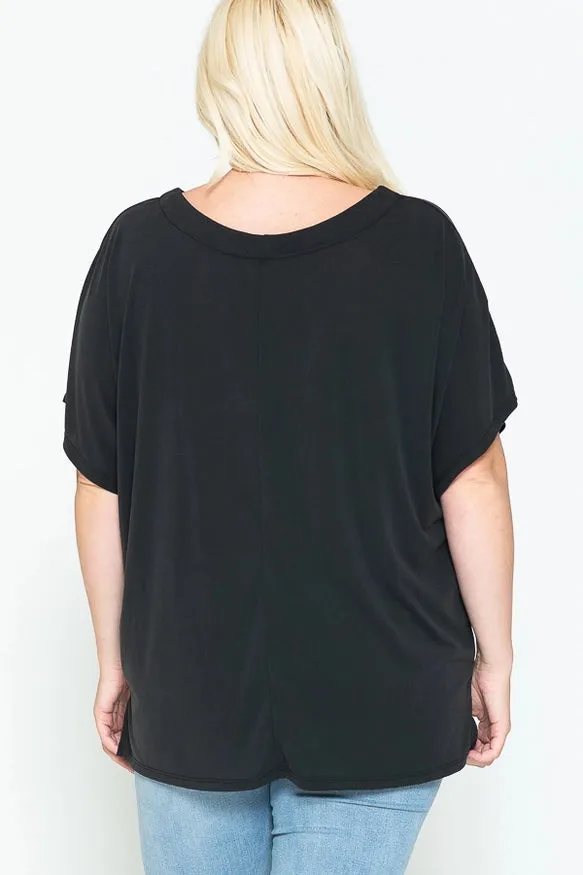 Story Teller Dolman Style Short Sleeve Blouse