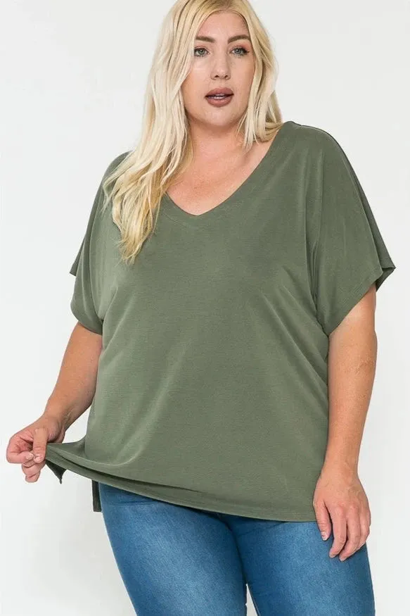 Story Teller Dolman Style Short Sleeve Blouse
