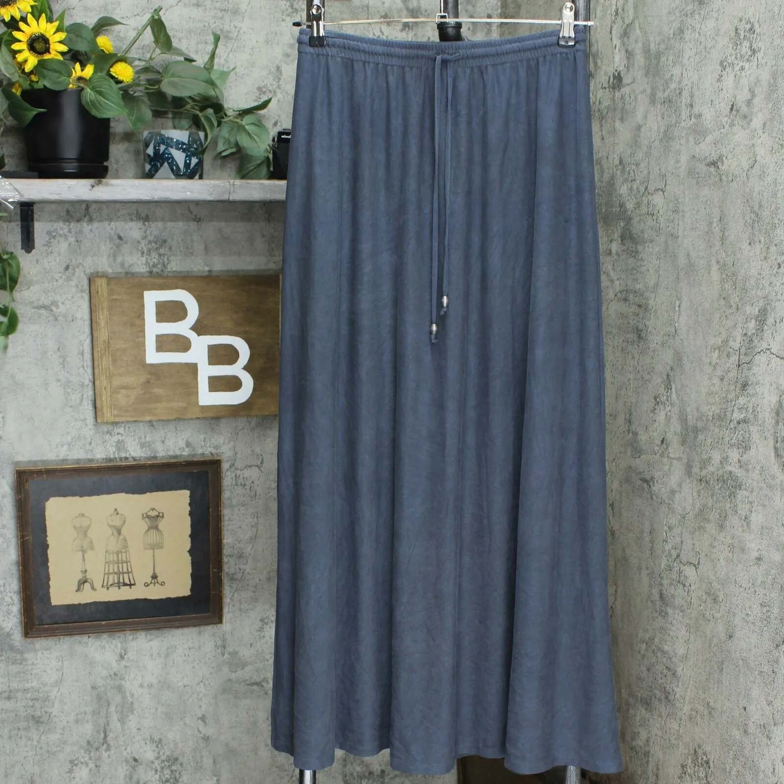 Style & Co. Women's Drawstring Maxi Skirt Gray Small