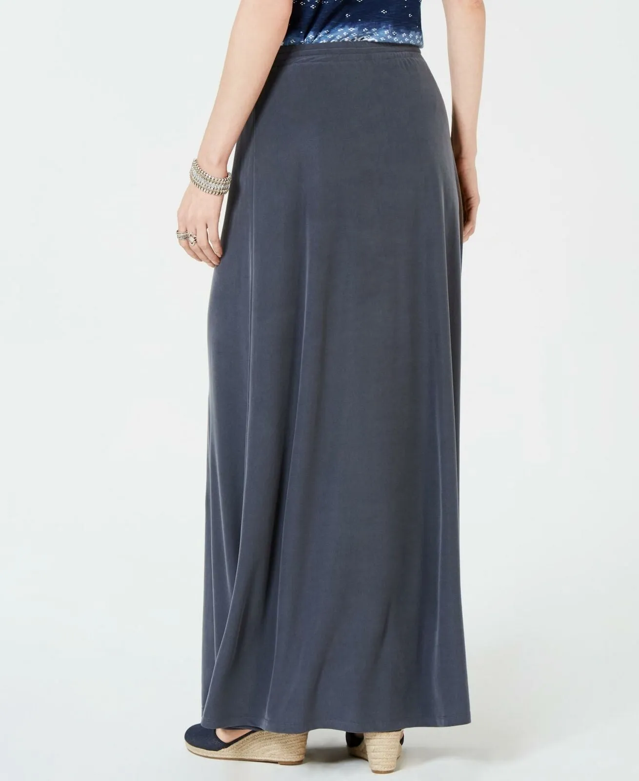 Style & Co. Women's Drawstring Maxi Skirt Gray Small