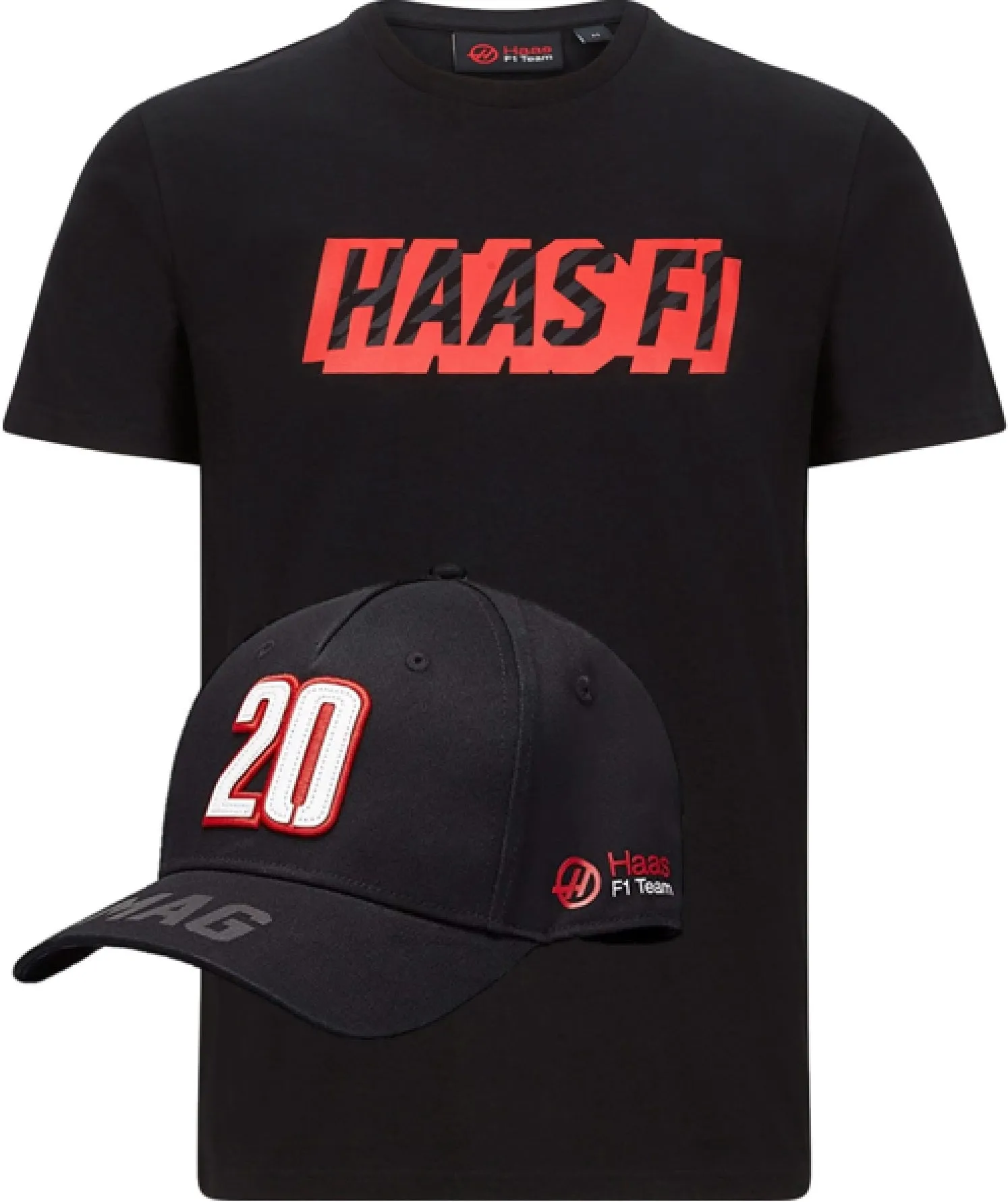 T-SHIRT & CAP Formula One 1 Haas Magnussen F1 Team NEW Graphic Logo Black M