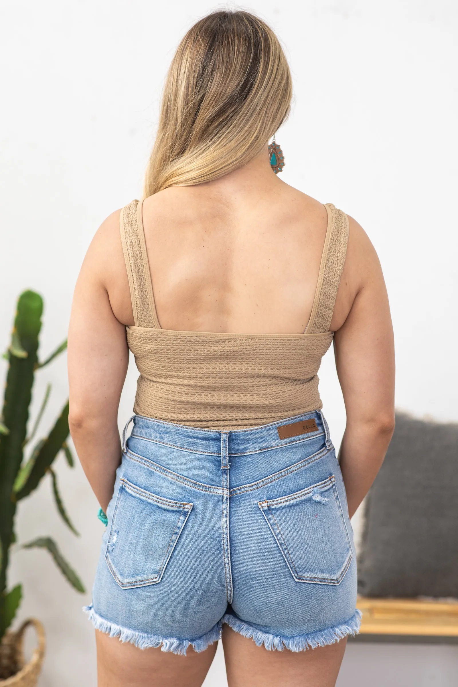 Tan Textured Bodysuit