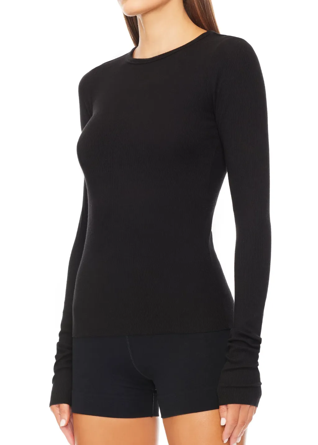 Éterne Long Sleeve Fitted Top in Black