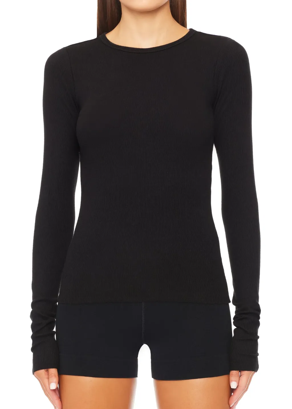 Éterne Long Sleeve Fitted Top in Black