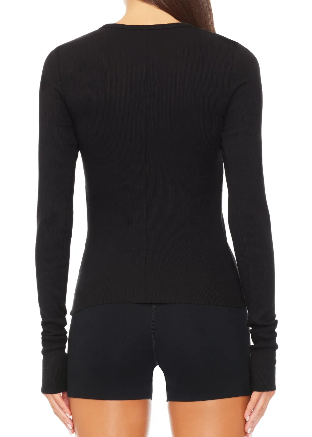 Éterne Long Sleeve Fitted Top in Black