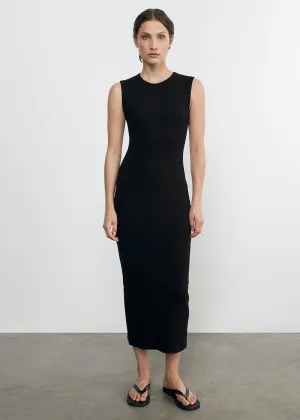 Textured Rib Sleeveless Maxi in Black
