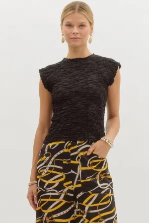 Textured Sleeveless Top {Black}