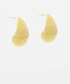 Textured Tear Drop Earring - Gold