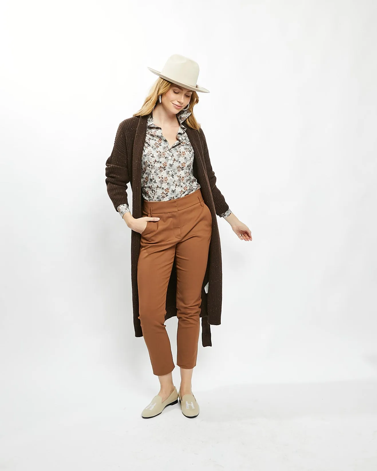 The Stacy Cashmere Chocolate Tweed Long Cardigan