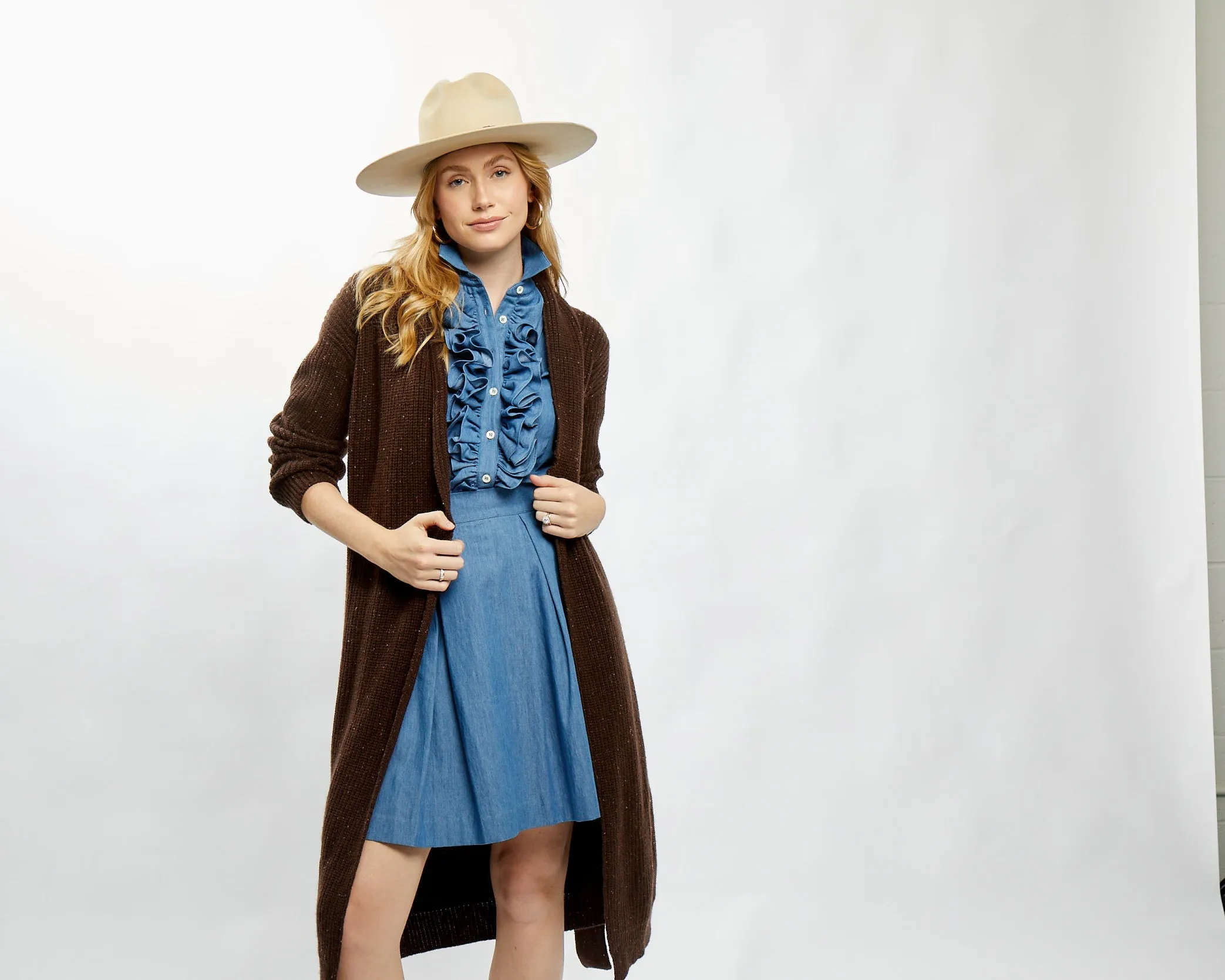 The Stacy Cashmere Chocolate Tweed Long Cardigan