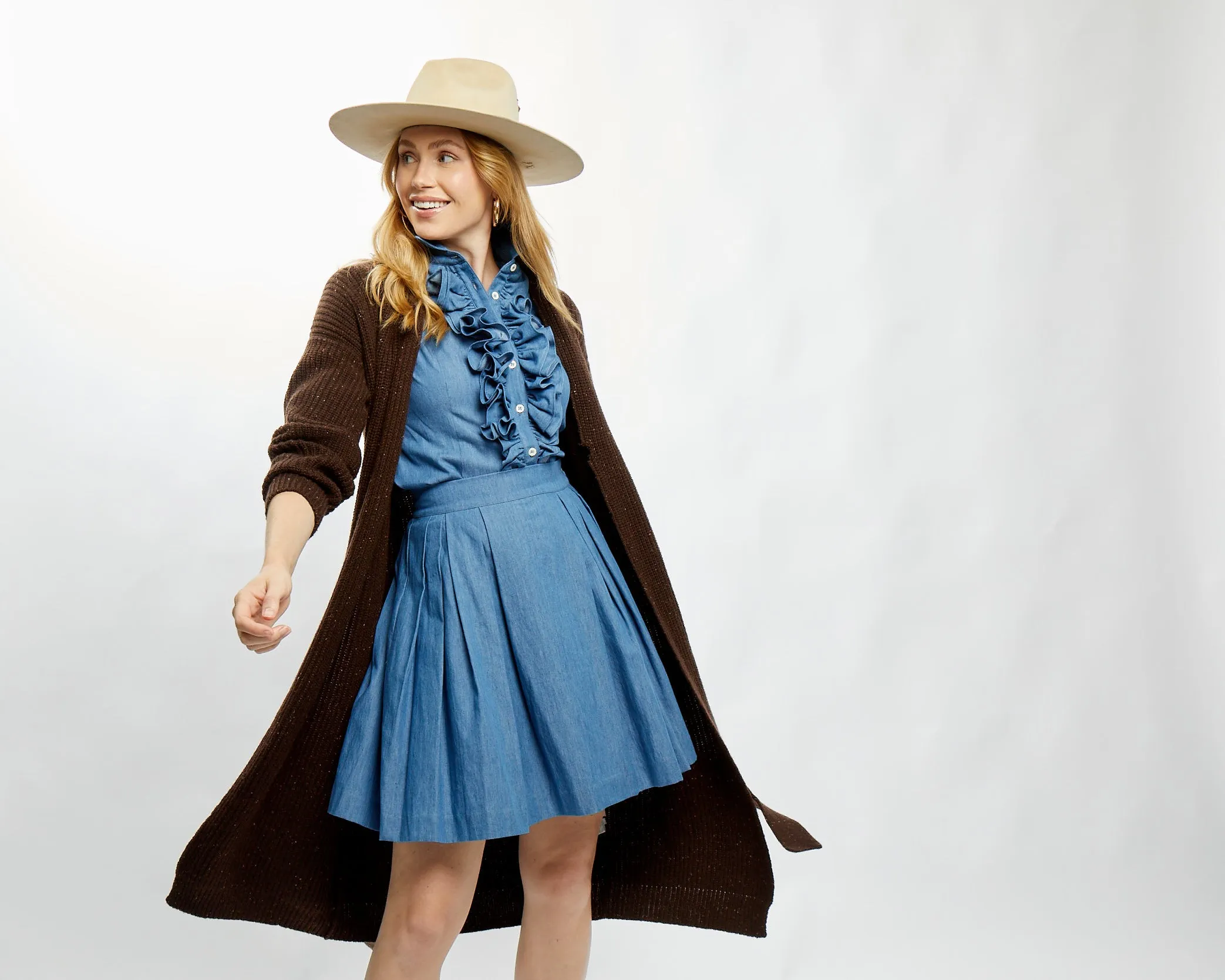 The Stacy Cashmere Chocolate Tweed Long Cardigan