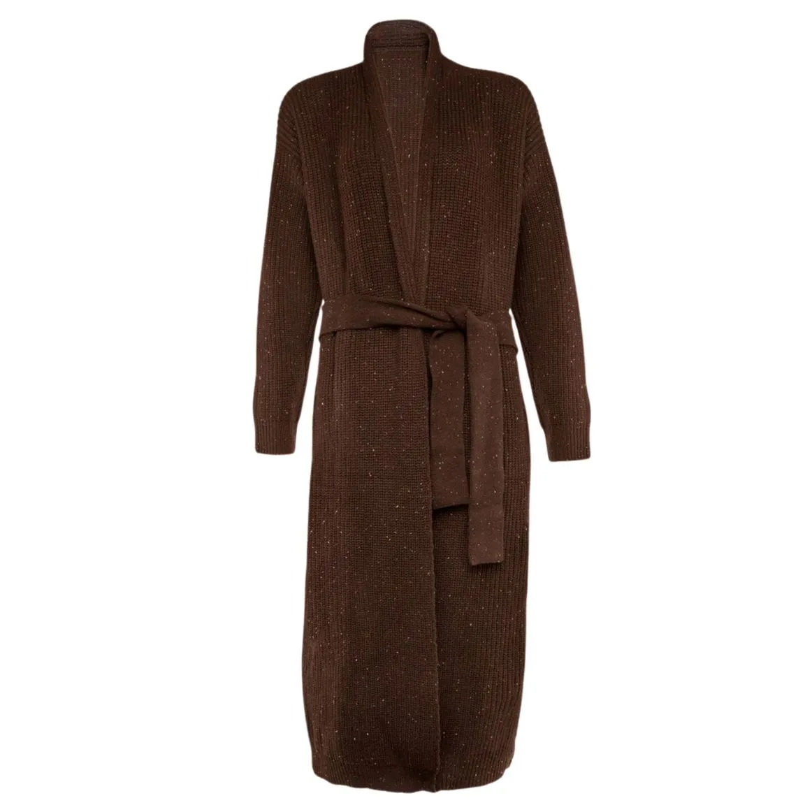 The Stacy Cashmere Chocolate Tweed Long Cardigan