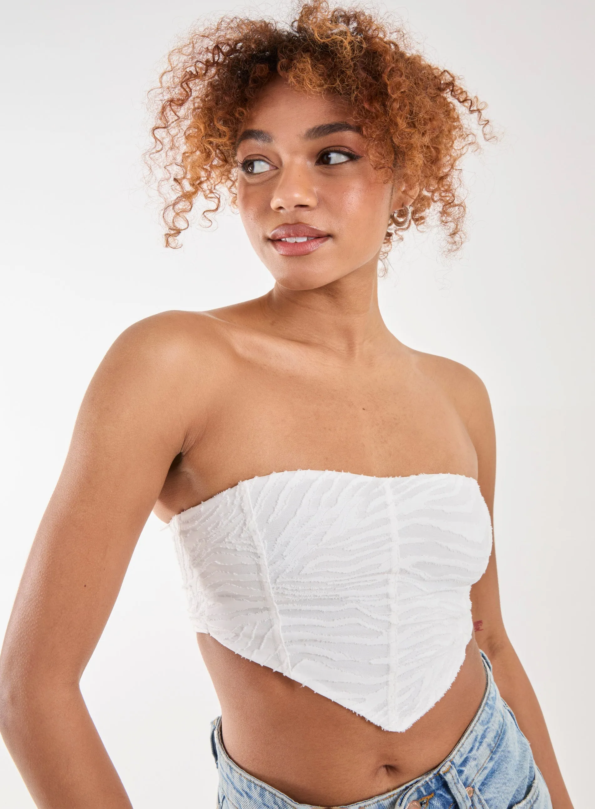 Tiger Print Textured Corset Top