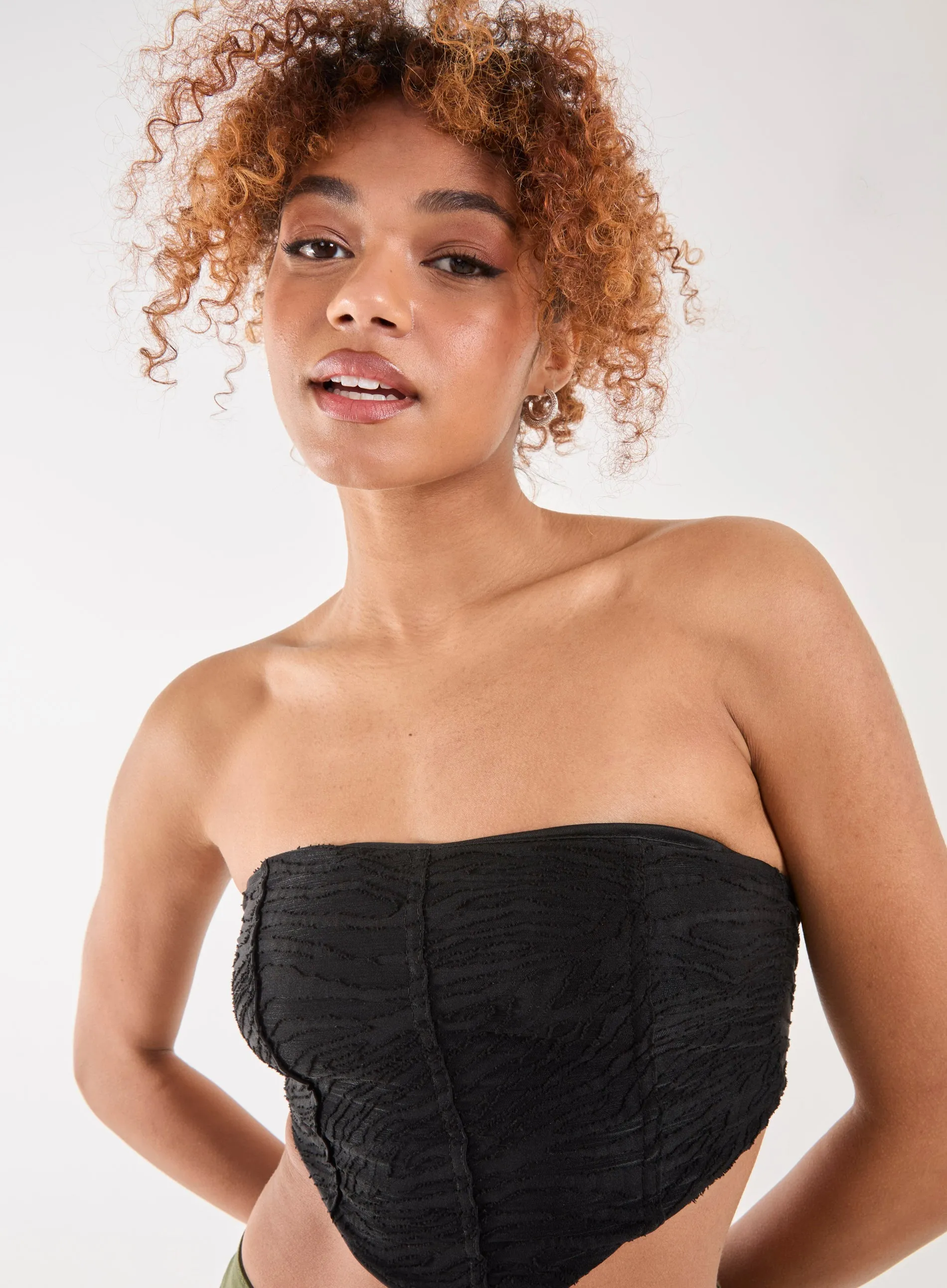 Tiger Print Textured Corset Top