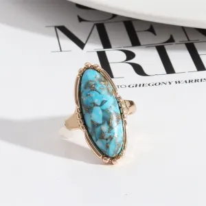 Turquoise & 18K Gold-Plated Oval-Cut Ring