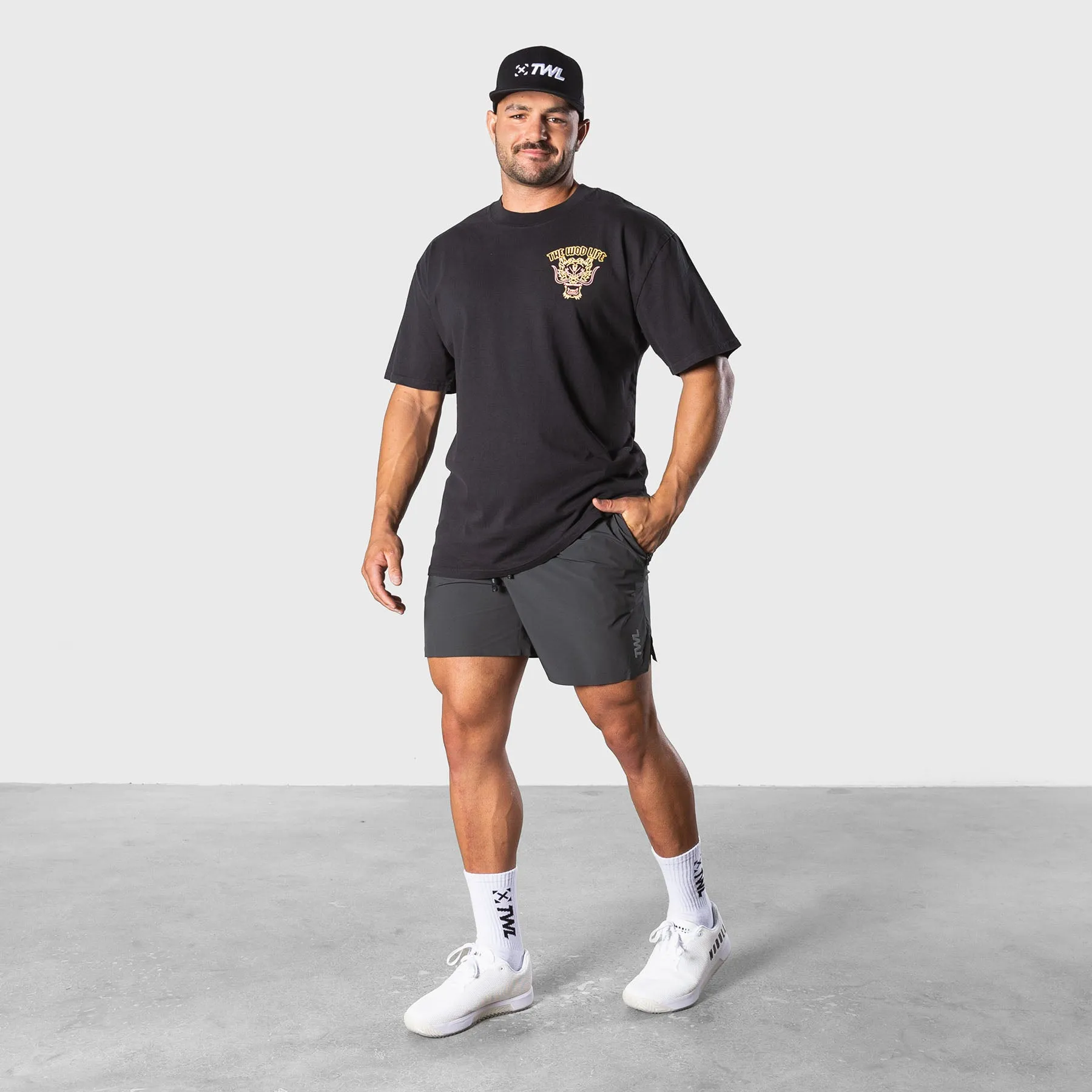 TWL - LIFESTYLE OVERSIZED T-SHIRT - BARBELL CLUB - SAPHIRA - BLACK/ORANGE