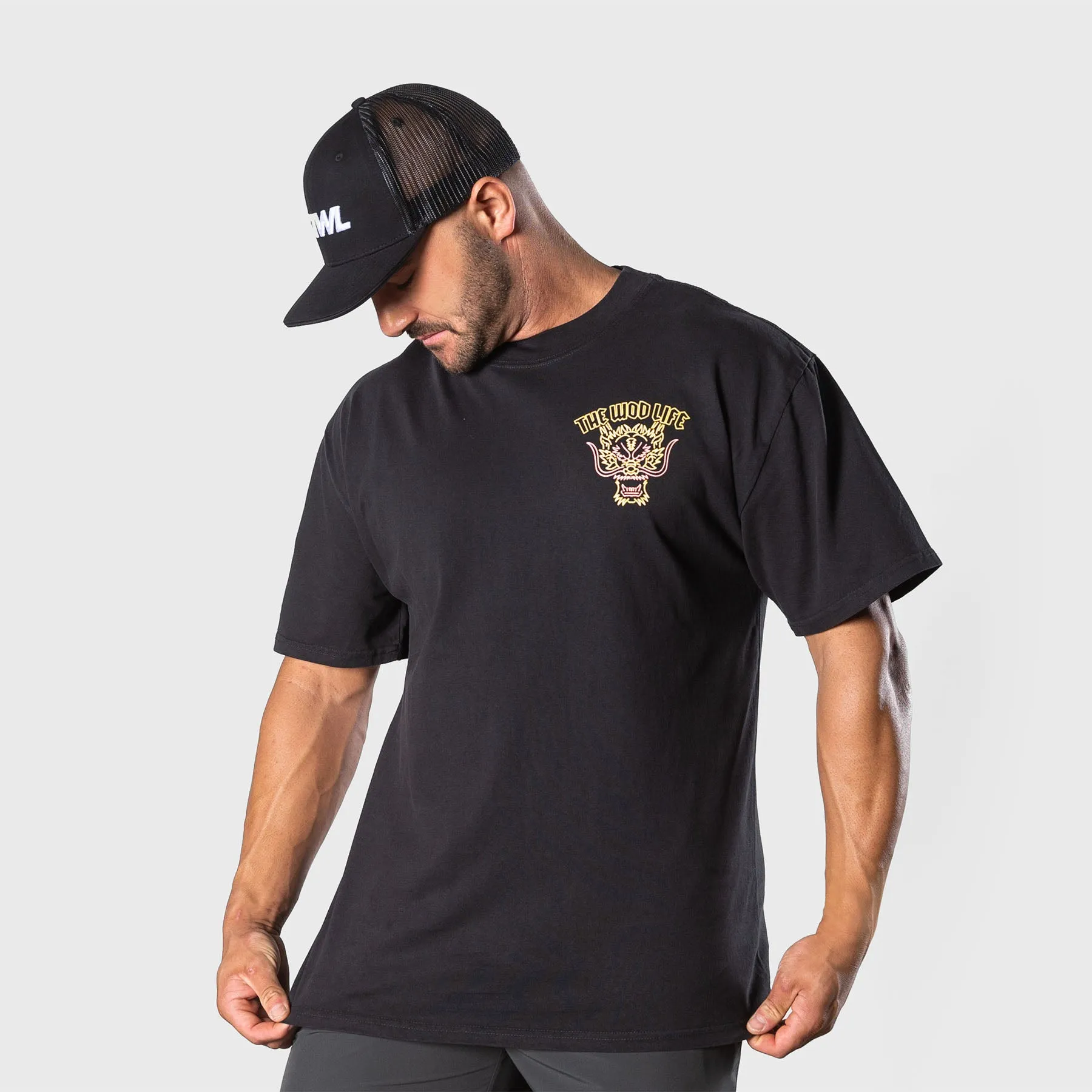 TWL - LIFESTYLE OVERSIZED T-SHIRT - BARBELL CLUB - SAPHIRA - BLACK/ORANGE