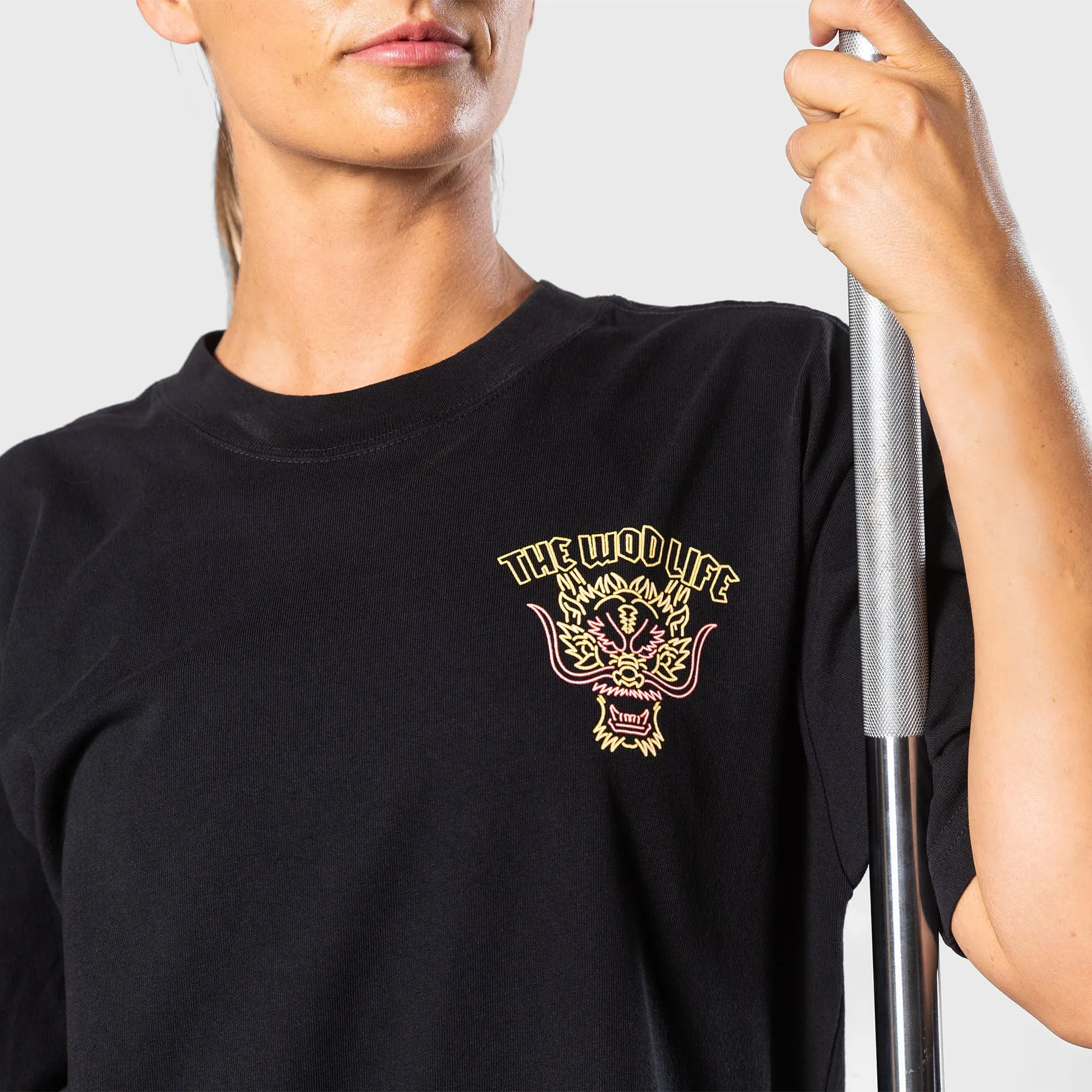 TWL - LIFESTYLE OVERSIZED T-SHIRT - BARBELL CLUB - SAPHIRA - BLACK/ORANGE