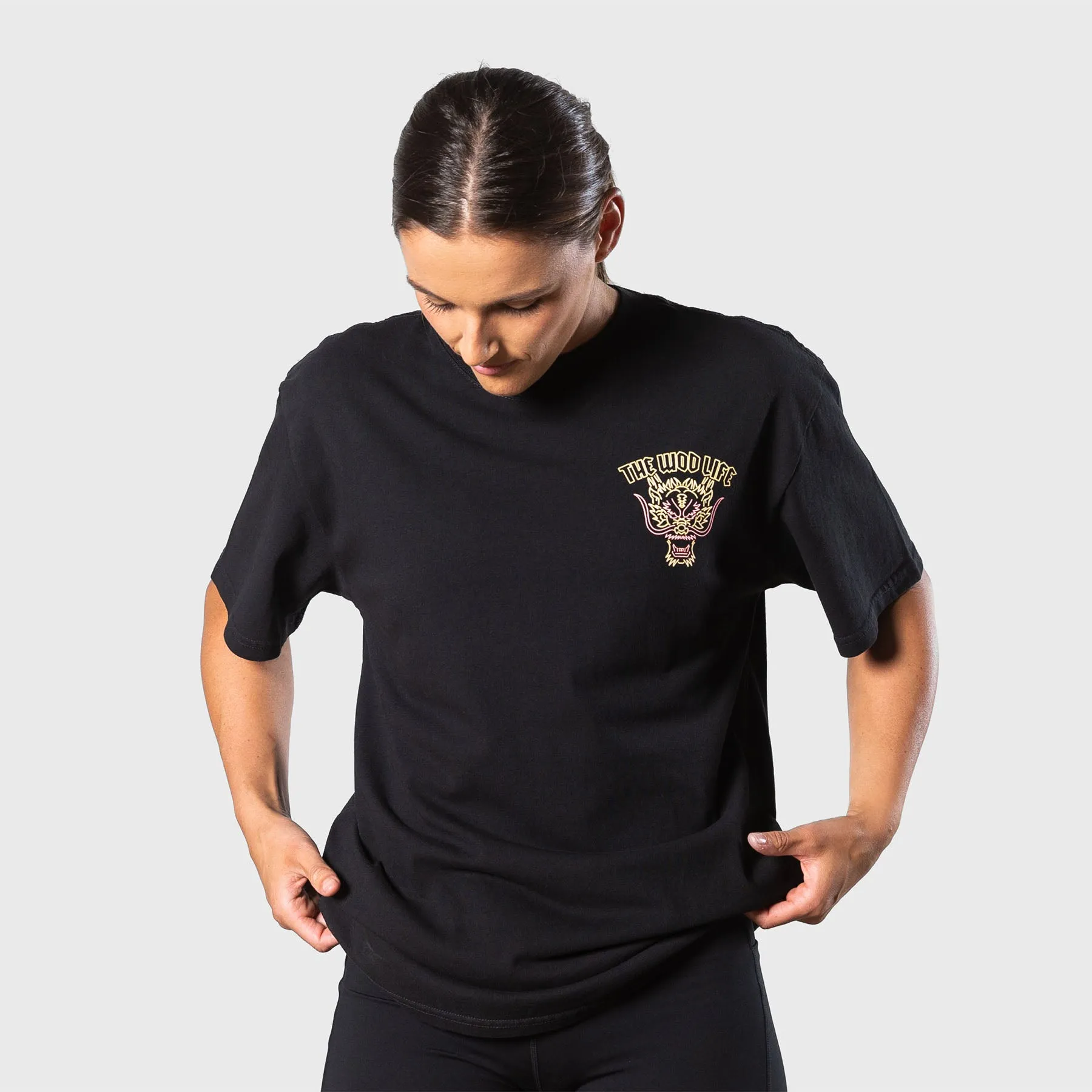 TWL - LIFESTYLE OVERSIZED T-SHIRT - BARBELL CLUB - SAPHIRA - BLACK/ORANGE