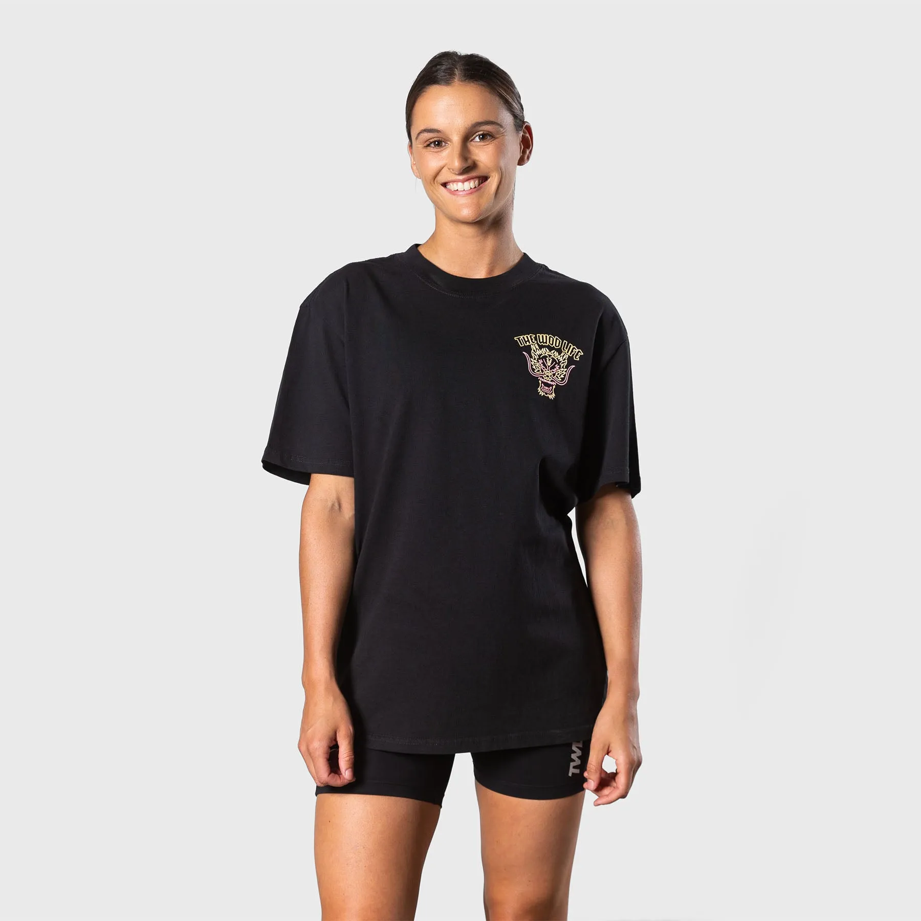TWL - LIFESTYLE OVERSIZED T-SHIRT - BARBELL CLUB - SAPHIRA - BLACK/ORANGE