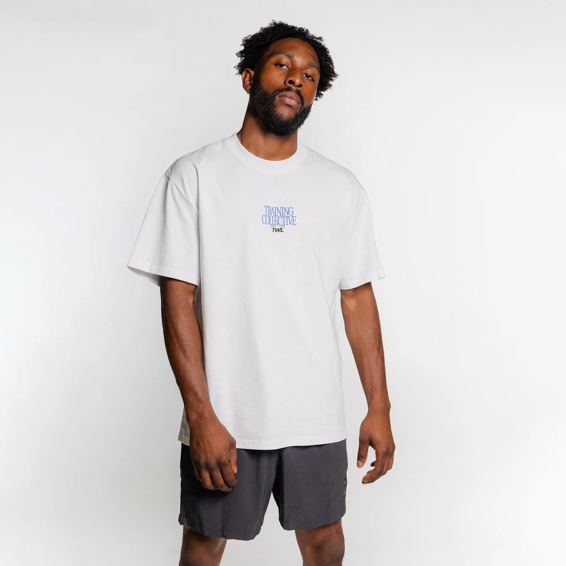 TWL - LIFESTYLE OVERSIZED T-SHIRT - TRAINING COLLECTIVE - FADED WHITE/COBALT BLUE