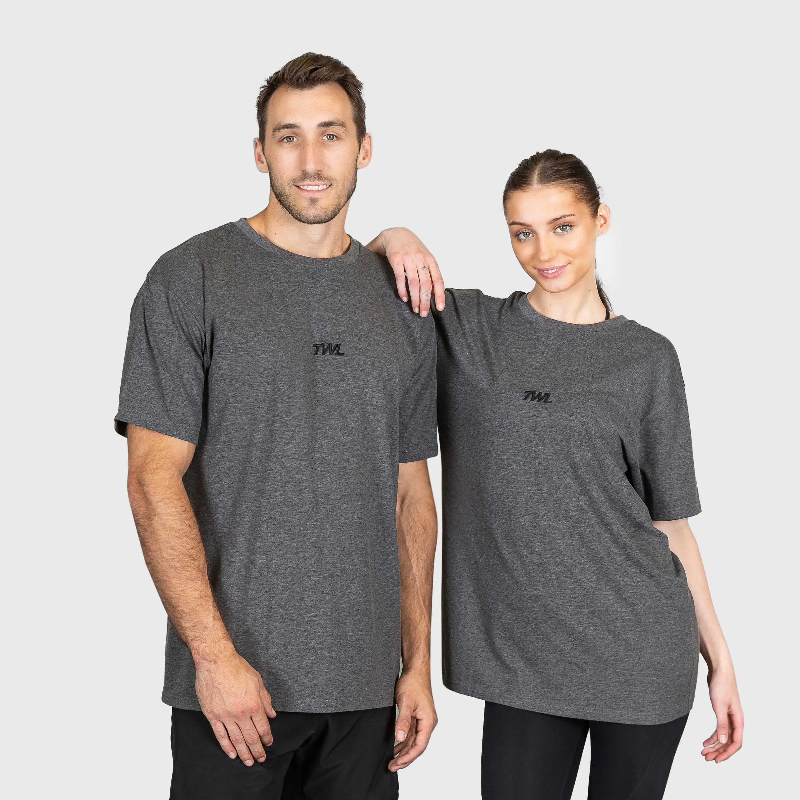 TWL - OVERSIZED T-SHIRT - CHARCOAL MARL/BLACK