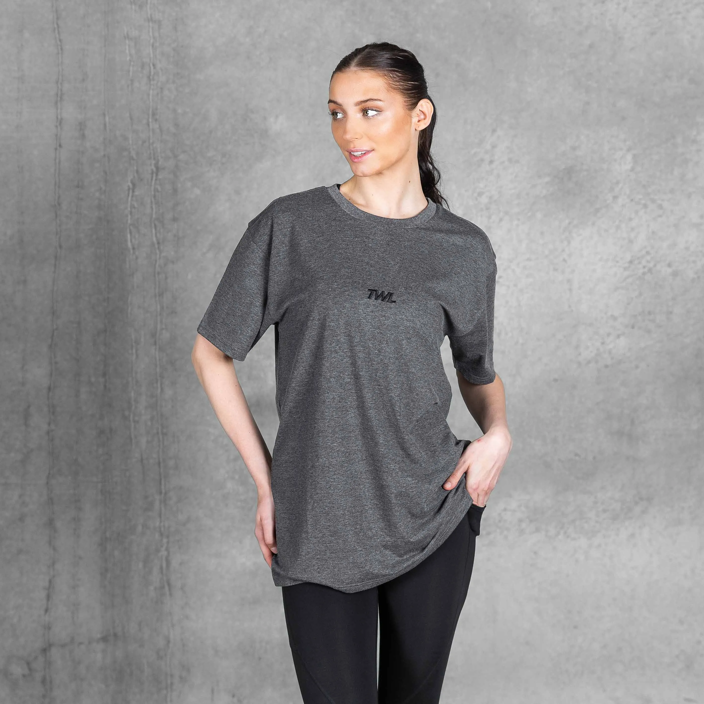 TWL - OVERSIZED T-SHIRT - CHARCOAL MARL/BLACK