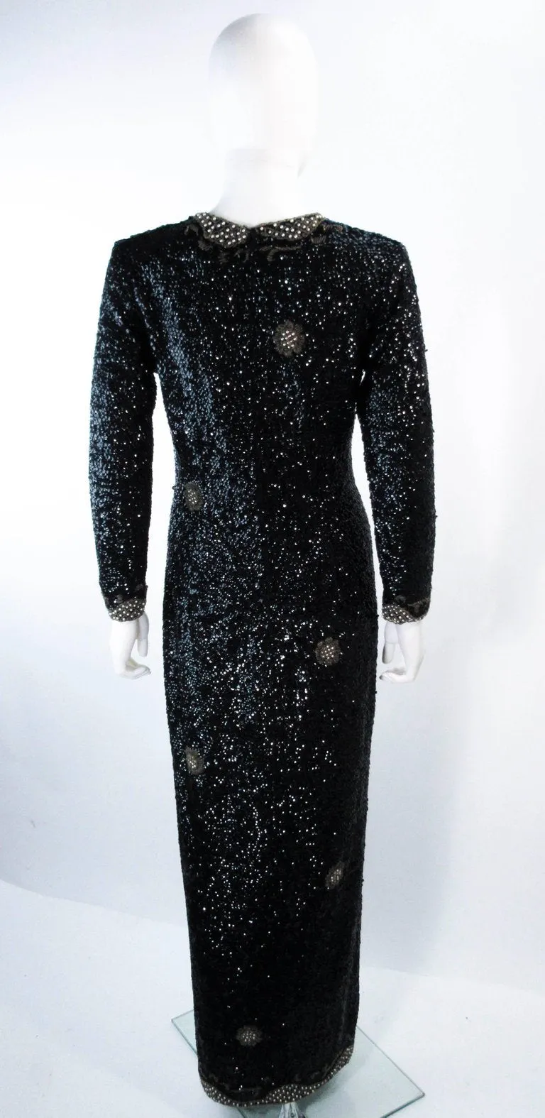 VINTAGE Circa 1960s Black & Gold Sequin Dress Size Medium