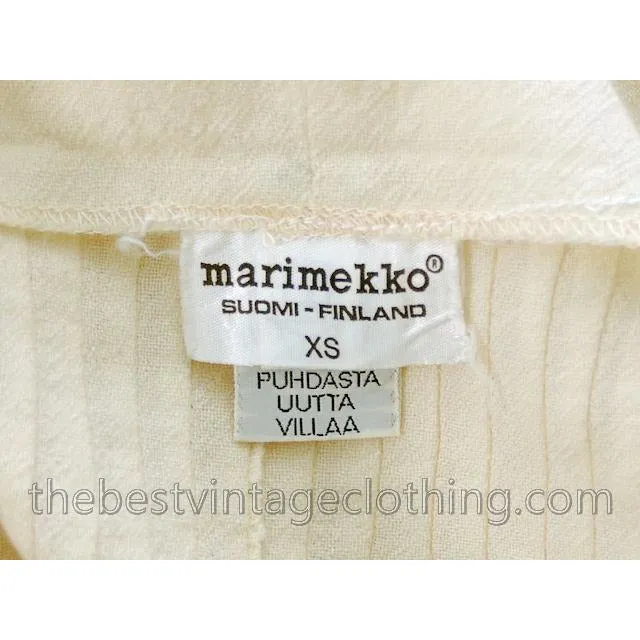 Vintage Marimekko Ivory Wool Maxi Gown Wedding? 1970s  Xsmall