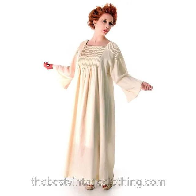 Vintage Marimekko Ivory Wool Maxi Gown Wedding? 1970s  Xsmall