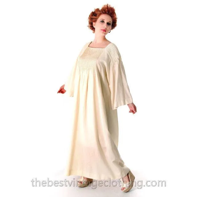 Vintage Marimekko Ivory Wool Maxi Gown Wedding? 1970s  Xsmall