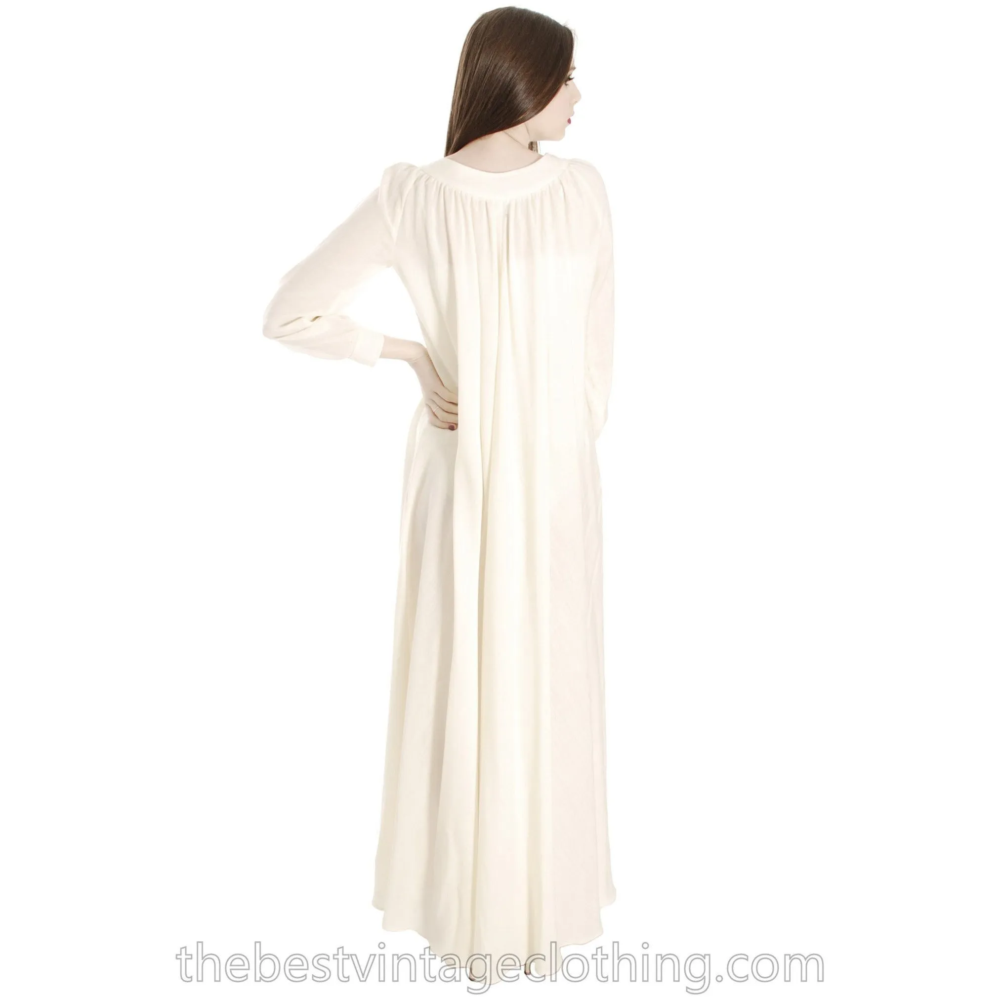 Vintage Vuokko Designer Dress 1970s  Ivory Wool Voile Maxi TENT Gown Wedding 1970s XXS