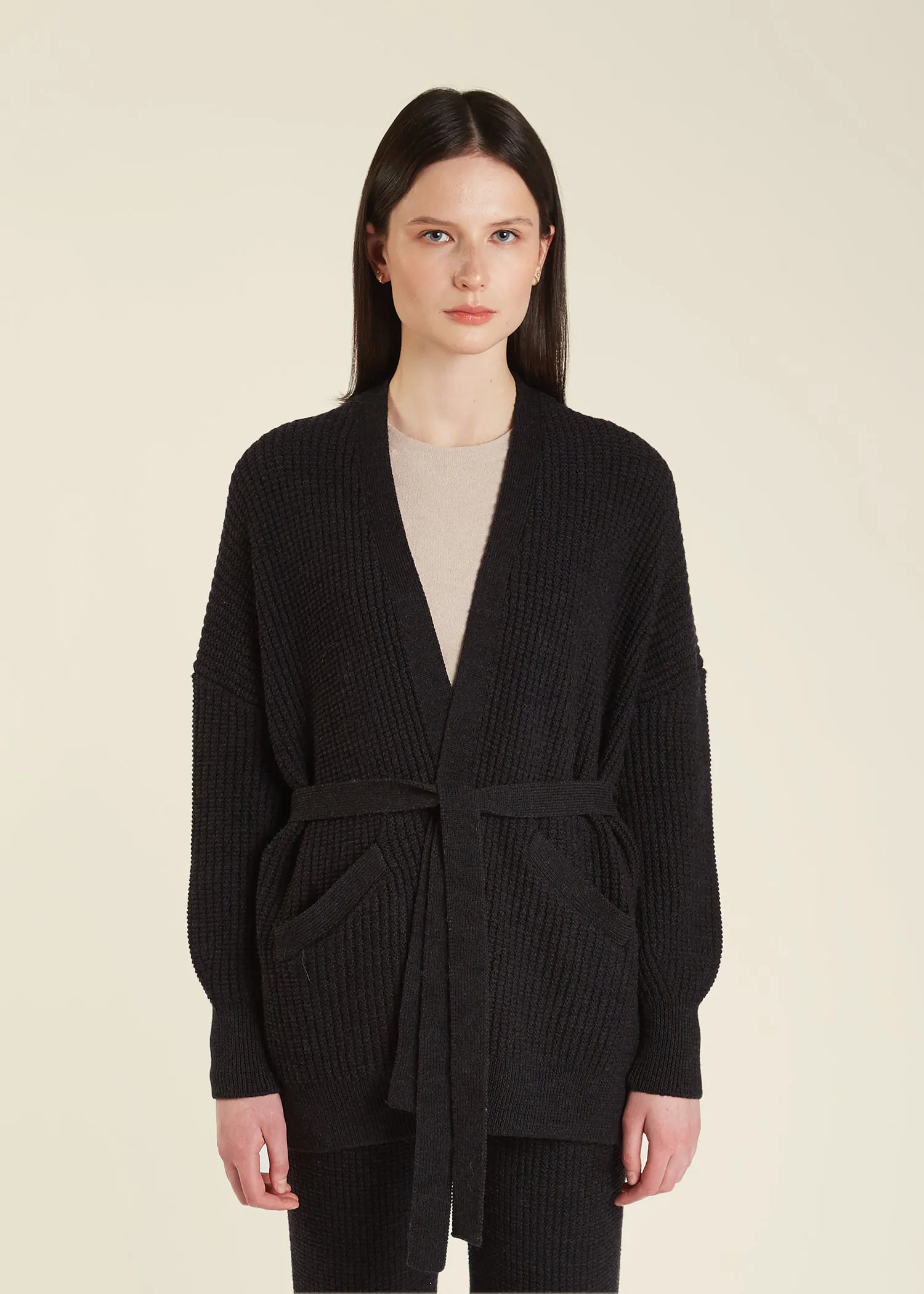 WAFFLE COCOON CARDIGAN