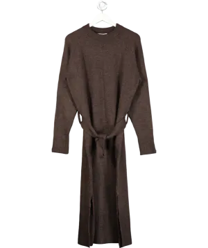 WAT. THE BRAND Brown Knit Look Belted Dress UK 6