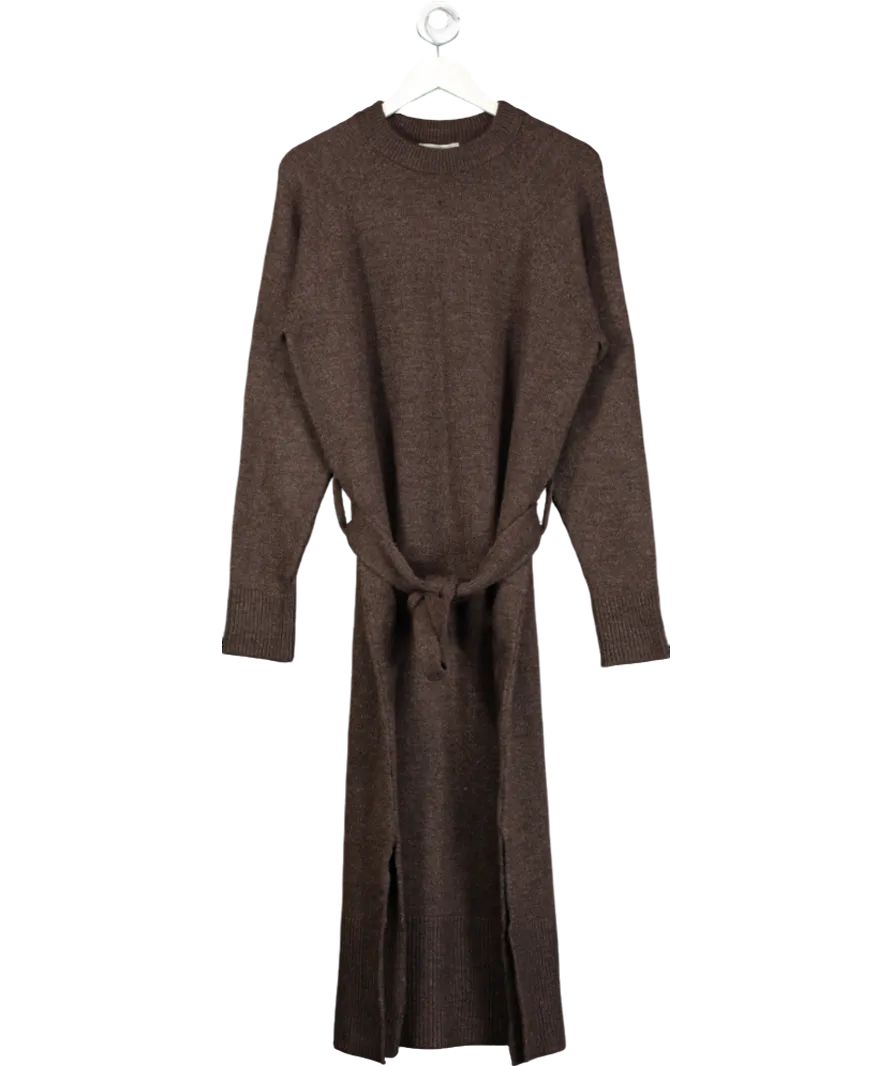 WAT. THE BRAND Brown Knit Look Belted Dress UK 6