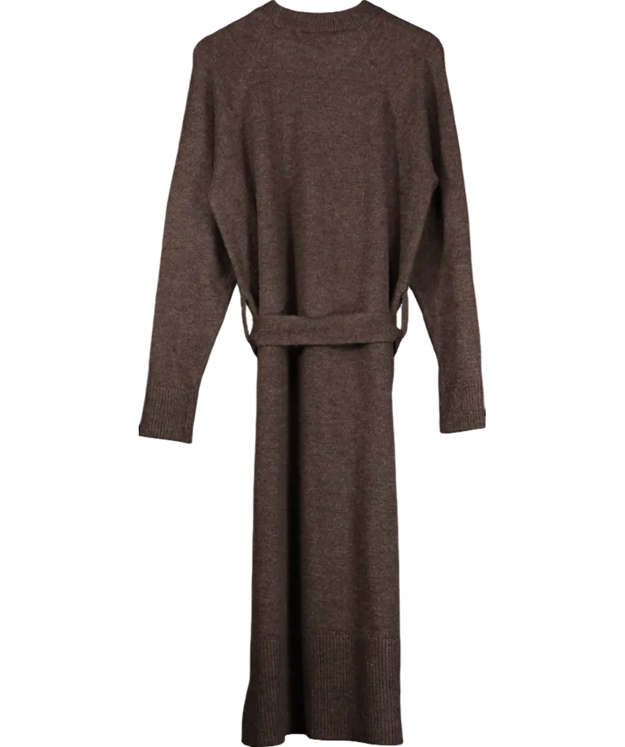 WAT. THE BRAND Brown Knit Look Belted Dress UK 6
