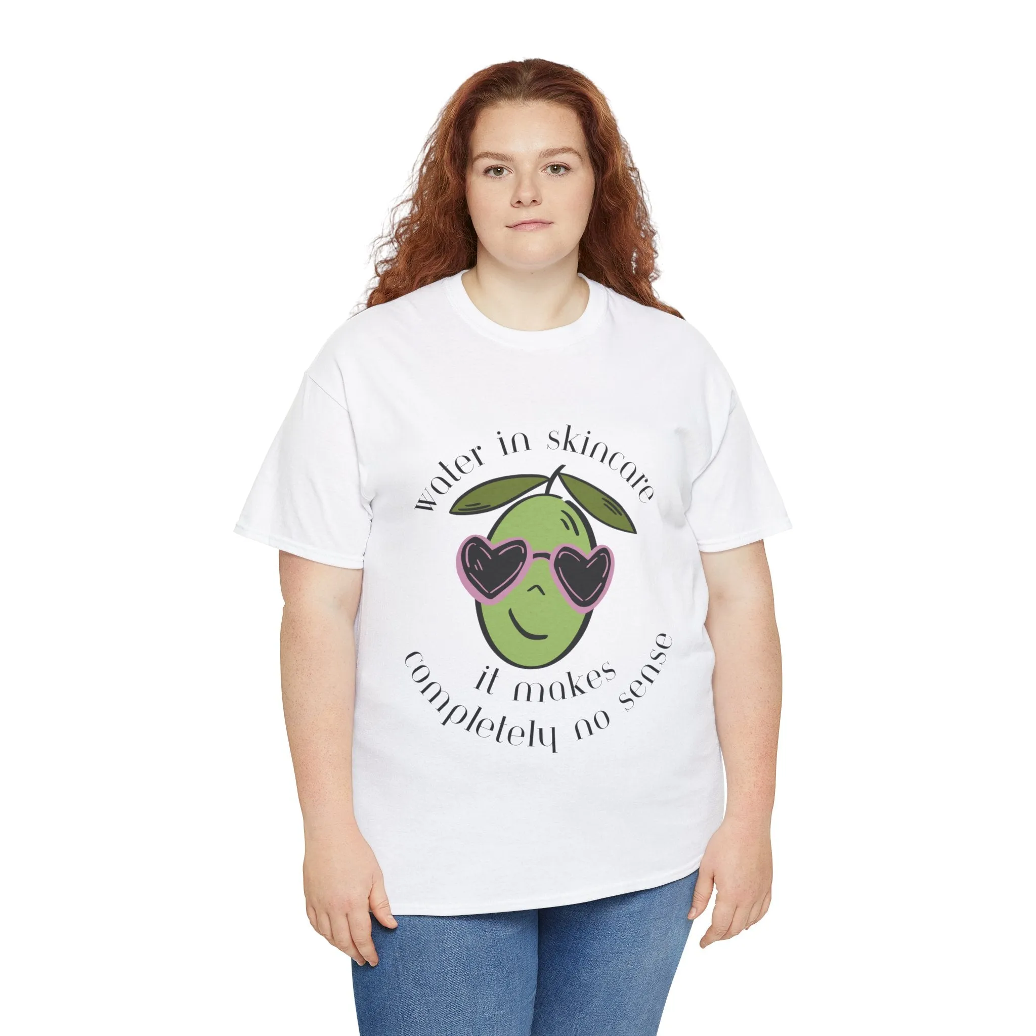 Water in skincare makes no sense / olive trees / olive cartoon / Unisex Heavy Cotton Tee