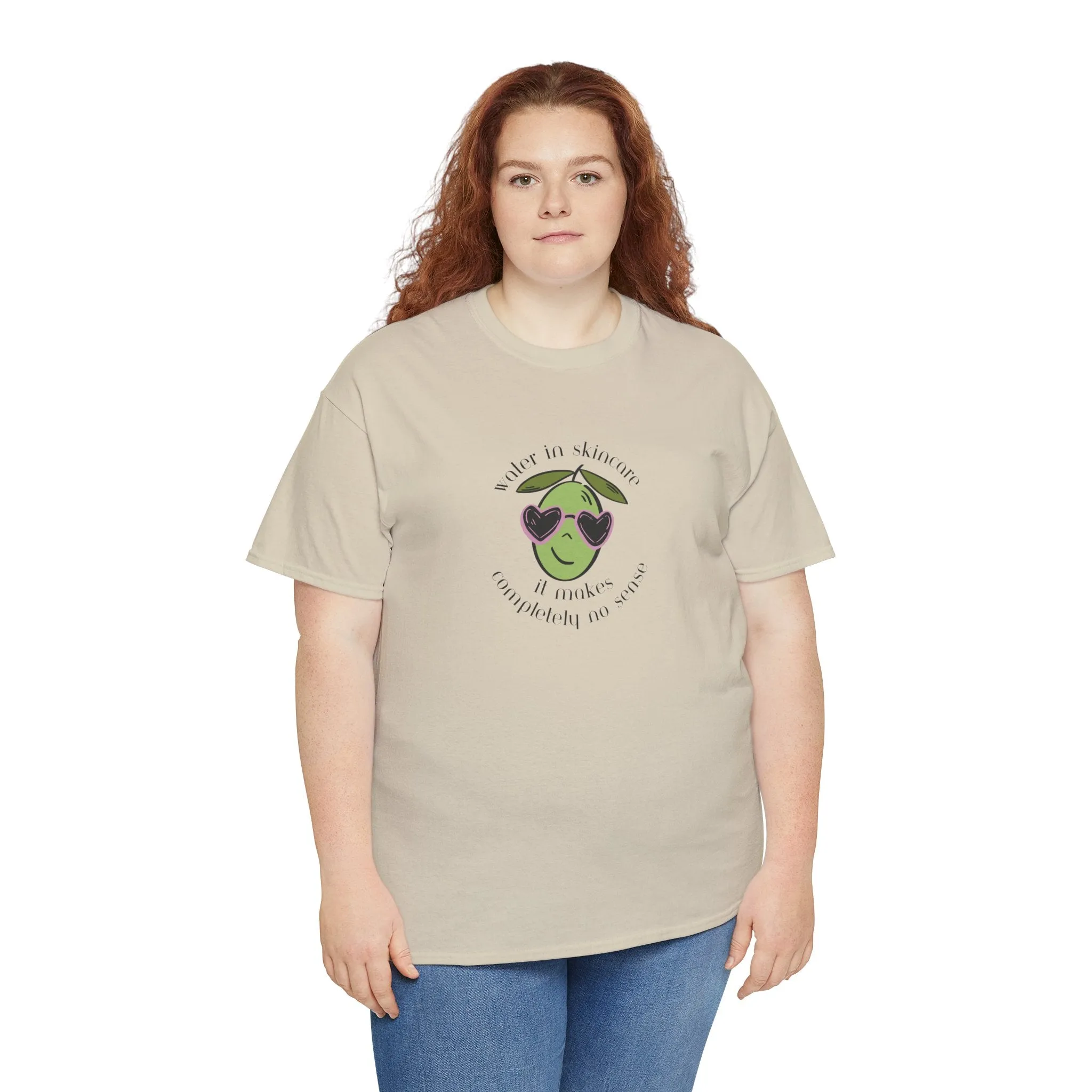 Water in skincare makes no sense / olive trees / olive cartoon / Unisex Heavy Cotton Tee