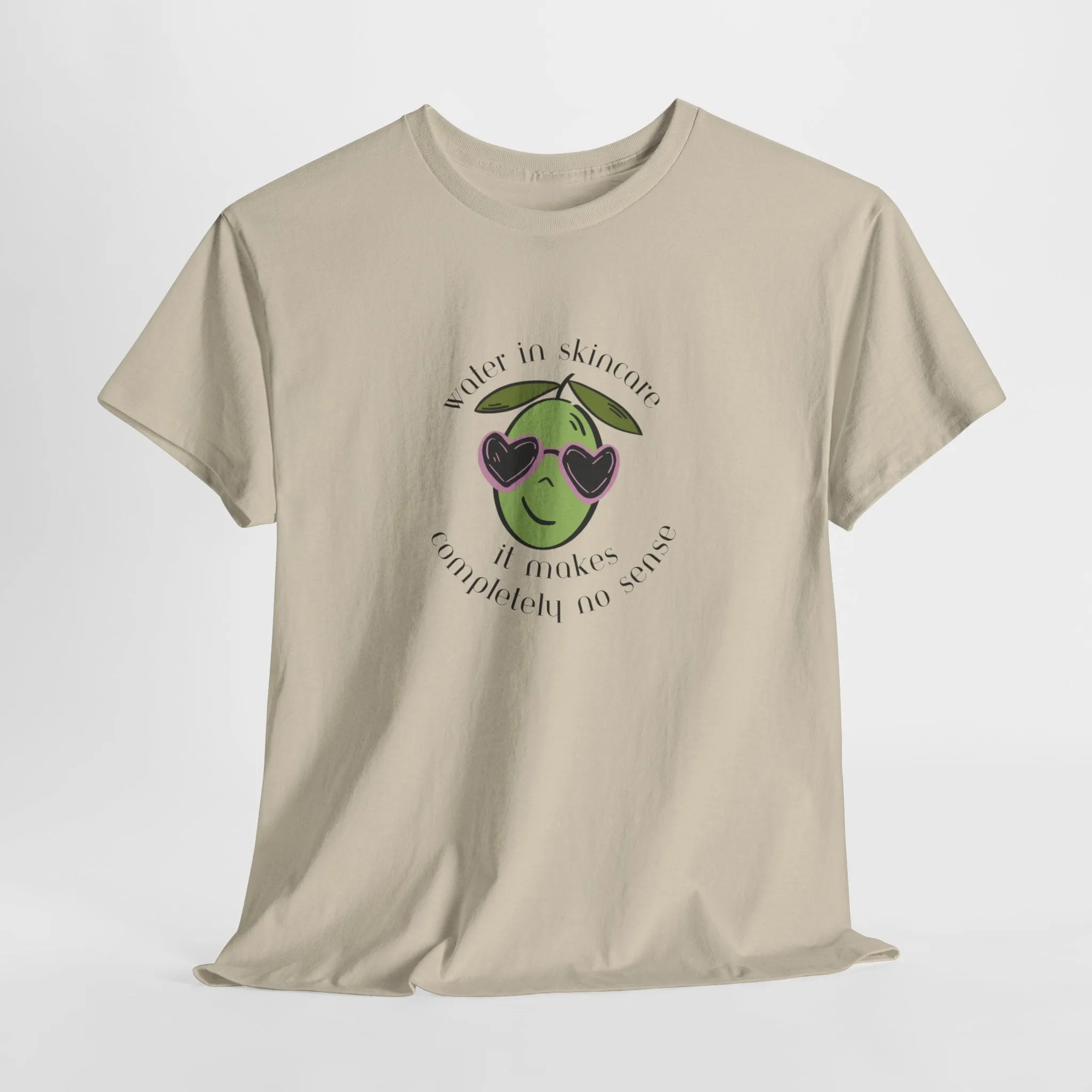 Water in skincare makes no sense / olive trees / olive cartoon / Unisex Heavy Cotton Tee