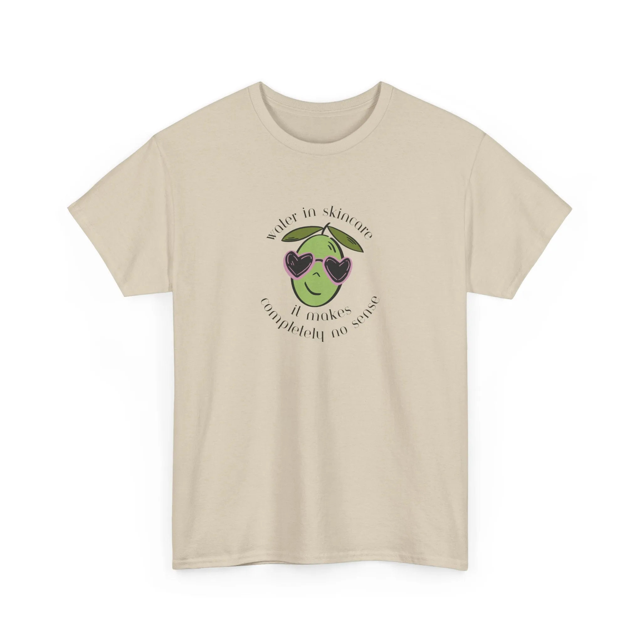 Water in skincare makes no sense / olive trees / olive cartoon / Unisex Heavy Cotton Tee