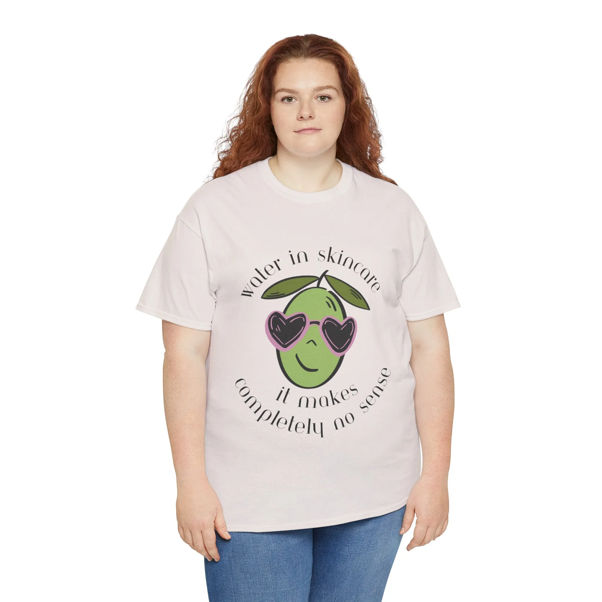 Water in skincare makes no sense / olive trees / olive cartoon / Unisex Heavy Cotton Tee