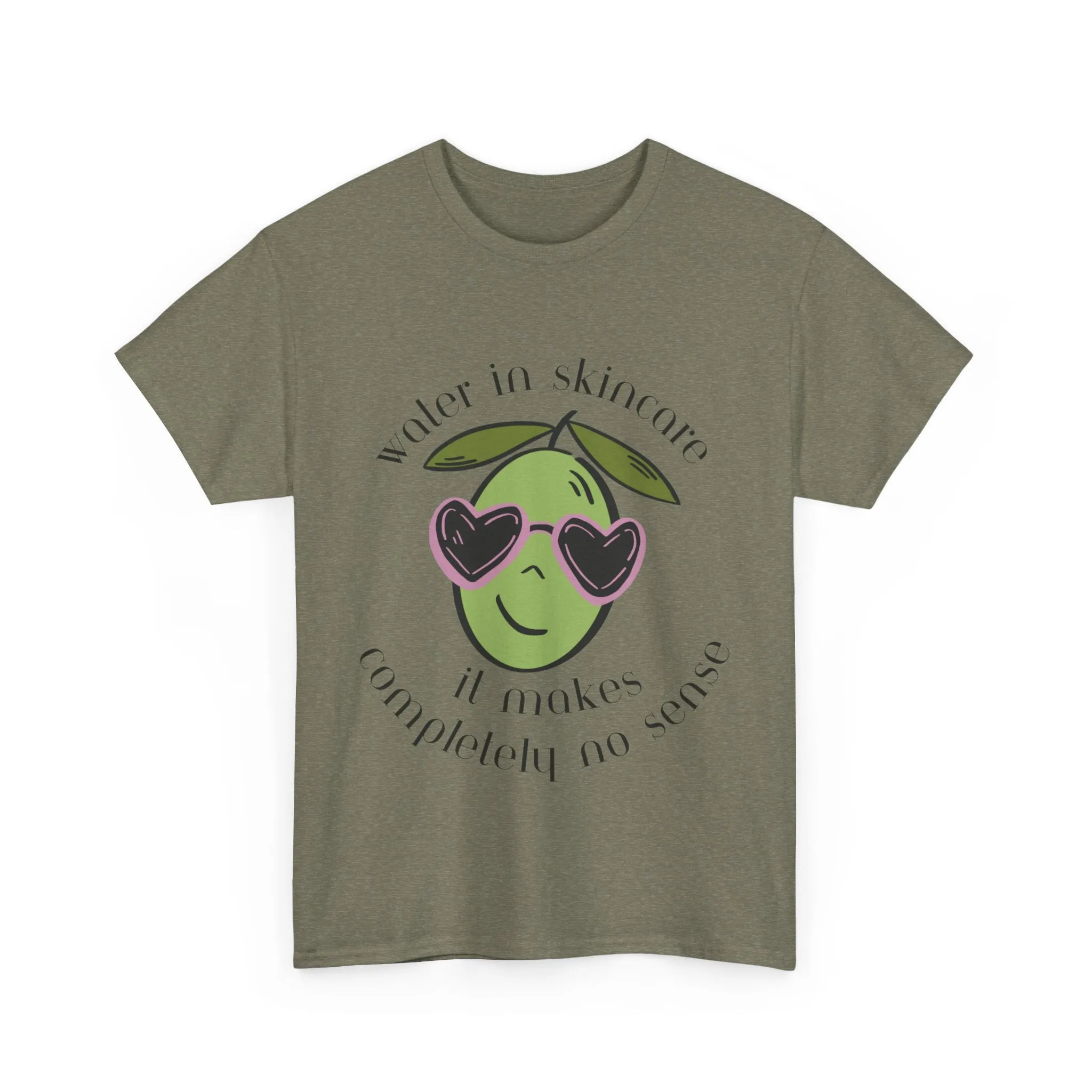 Water in skincare makes no sense / olive trees / olive cartoon / Unisex Heavy Cotton Tee