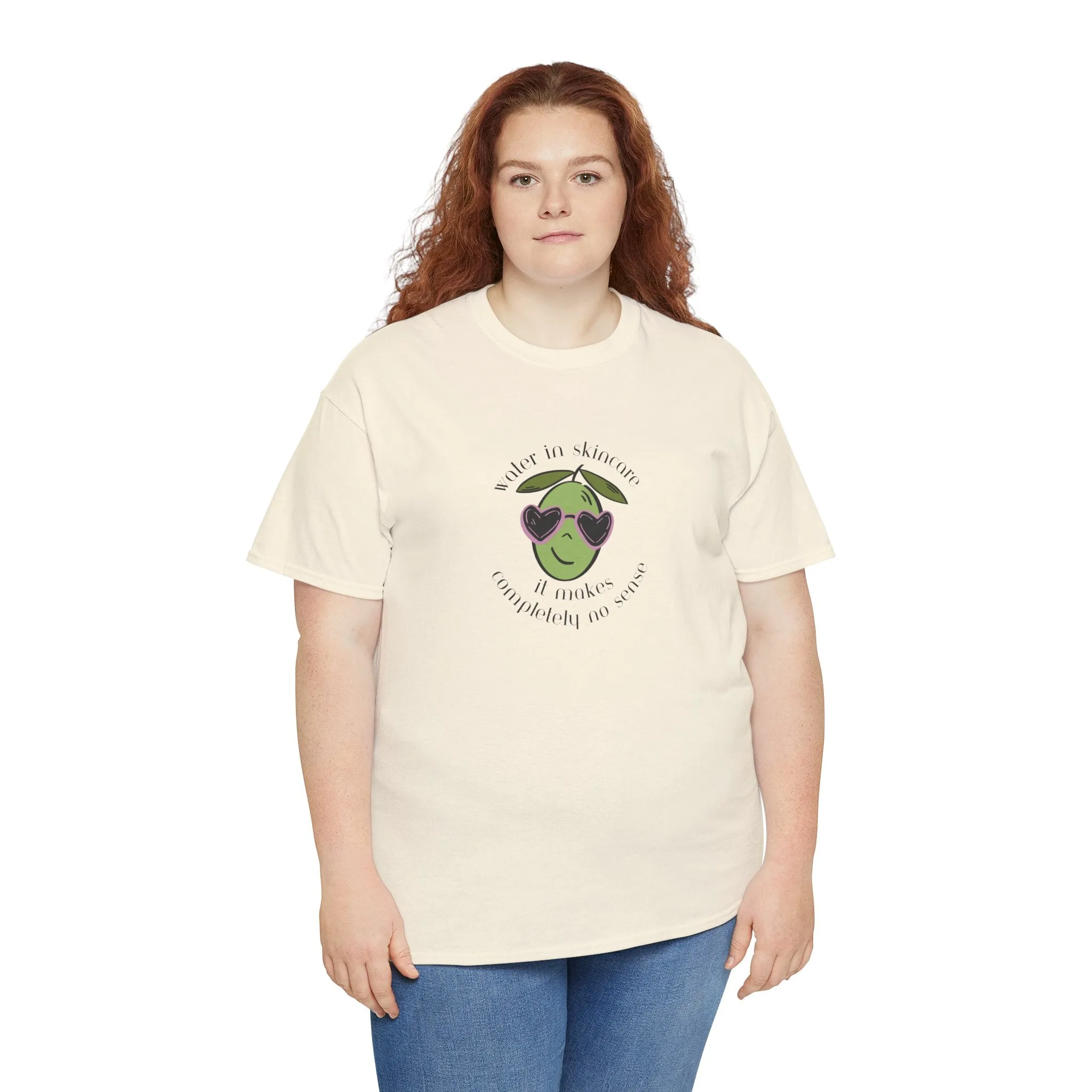 Water in skincare makes no sense / olive trees / olive cartoon / Unisex Heavy Cotton Tee