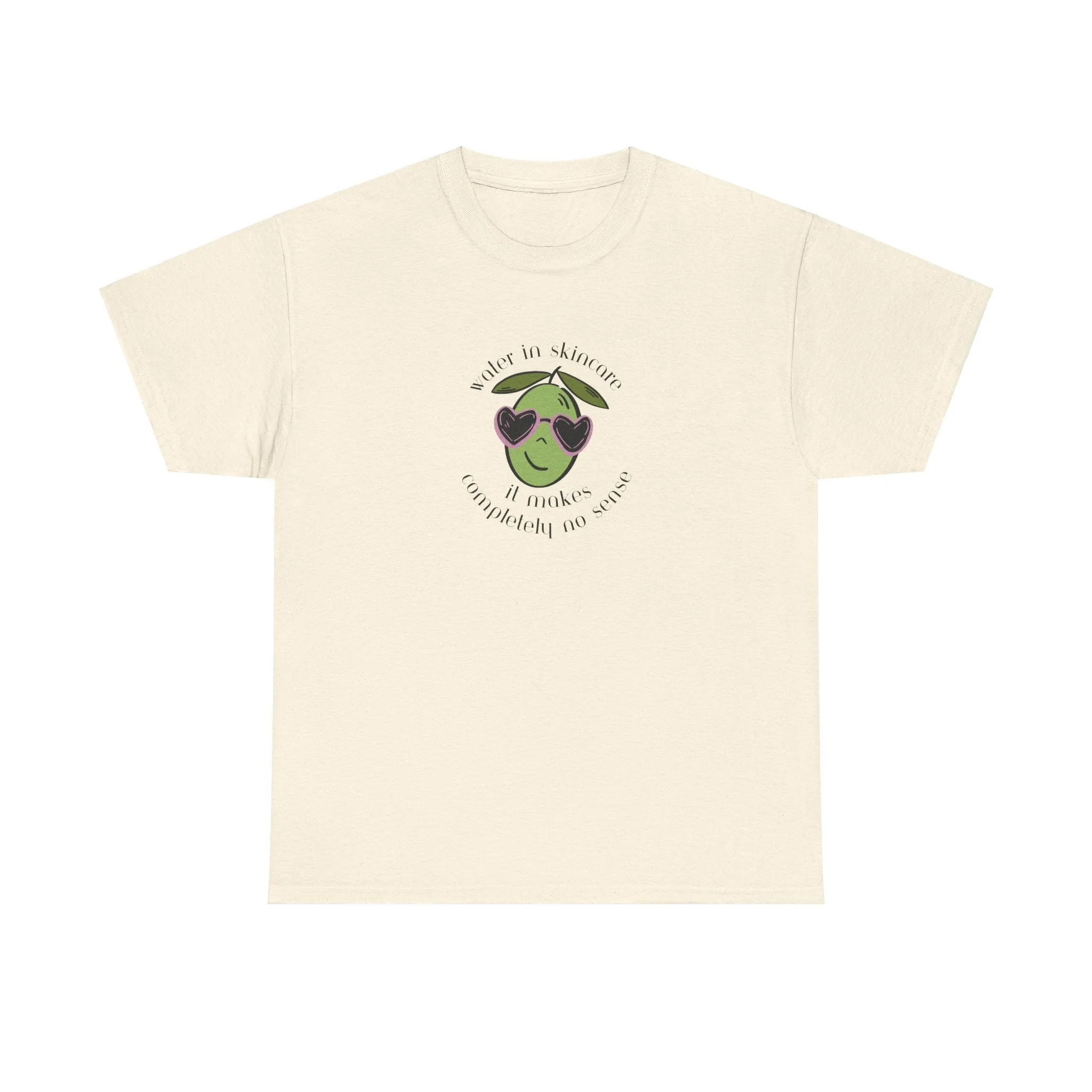 Water in skincare makes no sense / olive trees / olive cartoon / Unisex Heavy Cotton Tee