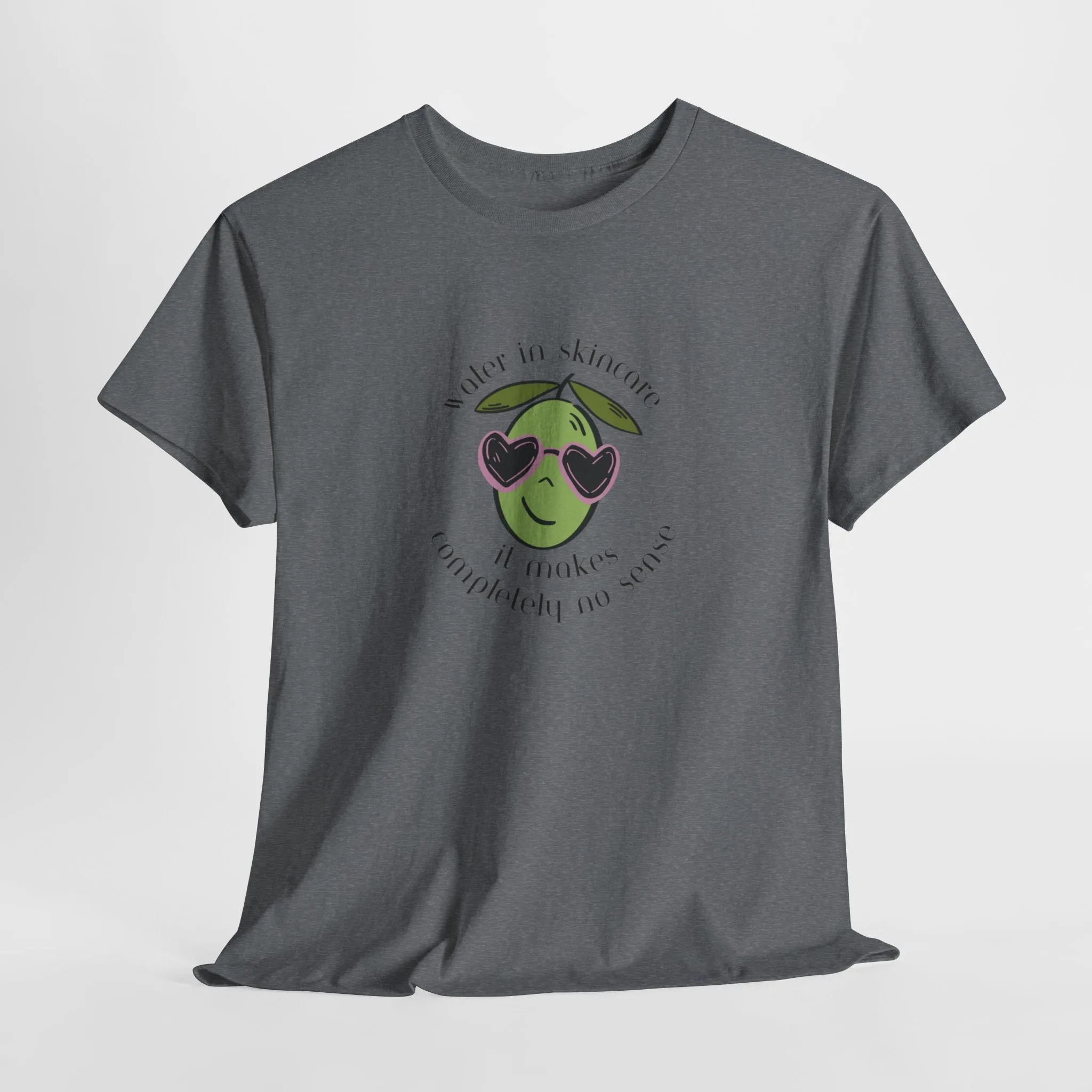 Water in skincare makes no sense / olive trees / olive cartoon / Unisex Heavy Cotton Tee